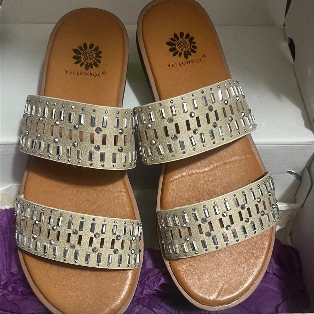 Yellow Box Women's Beige Slide Sandals